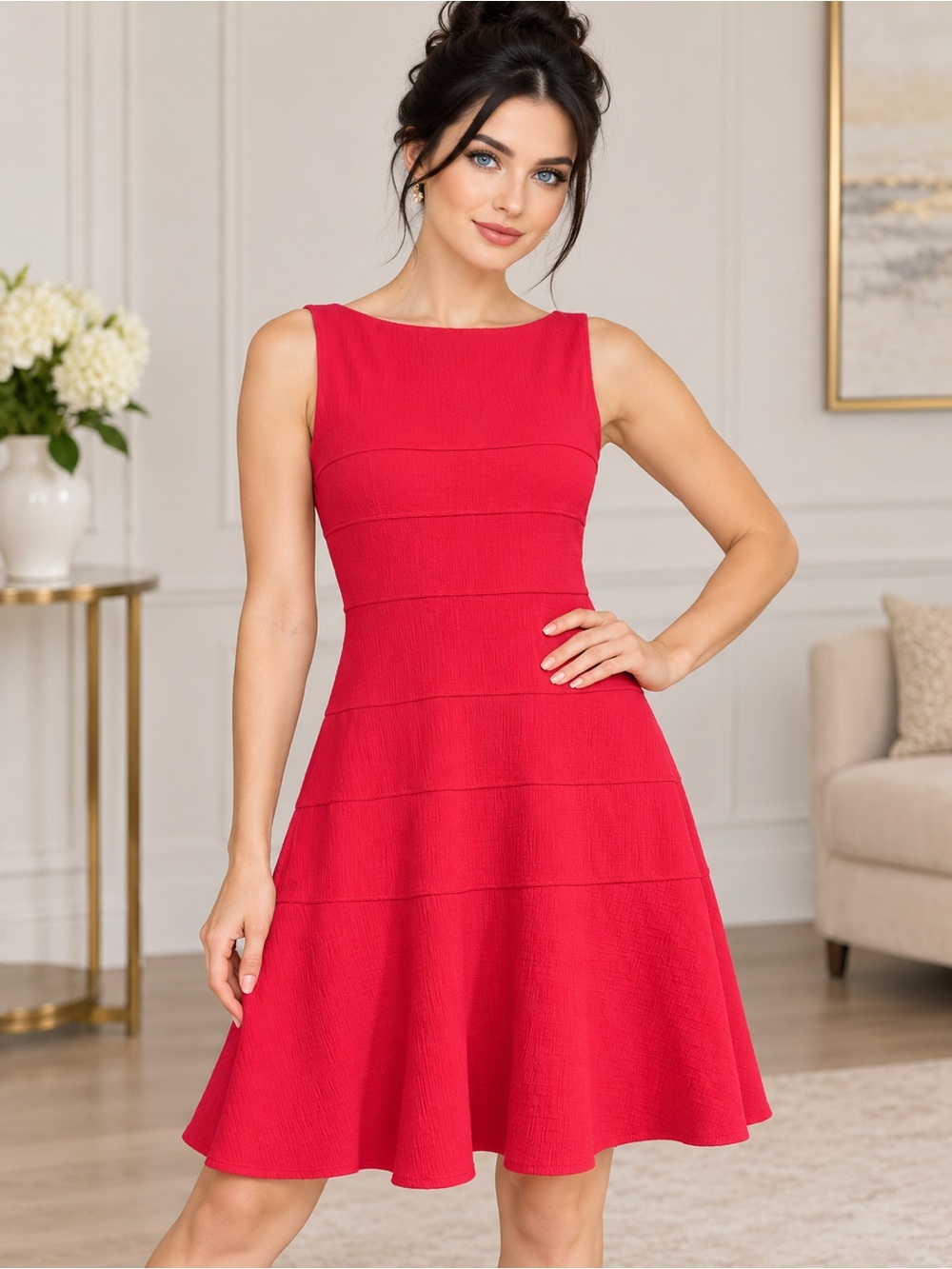 Enfocus Studio Hot Pink Sleeveless Flare Hem Dress